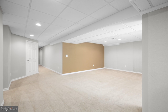 5194 Longbow Rd, King George, VA 22485 - finished basement featuring carpet floors, recessed lighting, baseboards, and a paneled ceiling