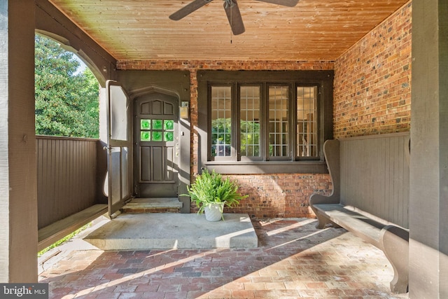 8515 Seminole St, Philadelphia, PA 19118 - doorway to property with ceiling fan and brick siding
