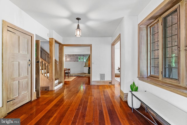 8515 Seminole St, Philadelphia, PA 19118 - entrance foyer with hardwood / wood-style flooring, stairway, and baseboards