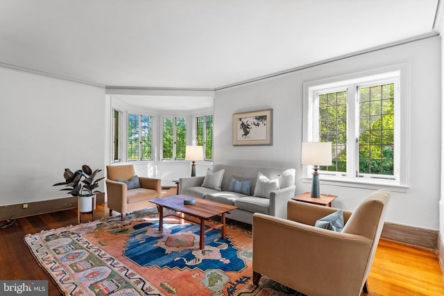 8515 Seminole St, Philadelphia, PA 19118 - living area with hardwood / wood-style floors and ornamental molding