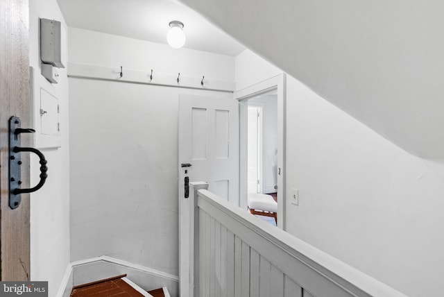8515 Seminole St, Philadelphia, PA 19118 - hallway with baseboards and an upstairs landing