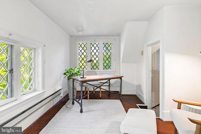 8515 Seminole St, Philadelphia, PA 19118 - office space featuring a baseboard heating unit and wood finished floors
