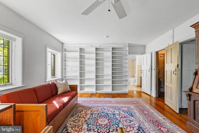 8515 Seminole St, Philadelphia, PA 19118 - living room with hardwood / wood-style flooring and ceiling fan