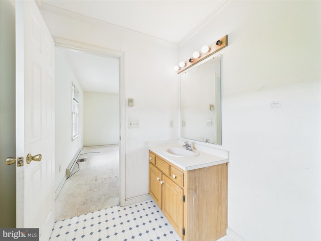 423 W Market St, Georgetown, DE 19947 - bathroom featuring vanity and ornamental molding