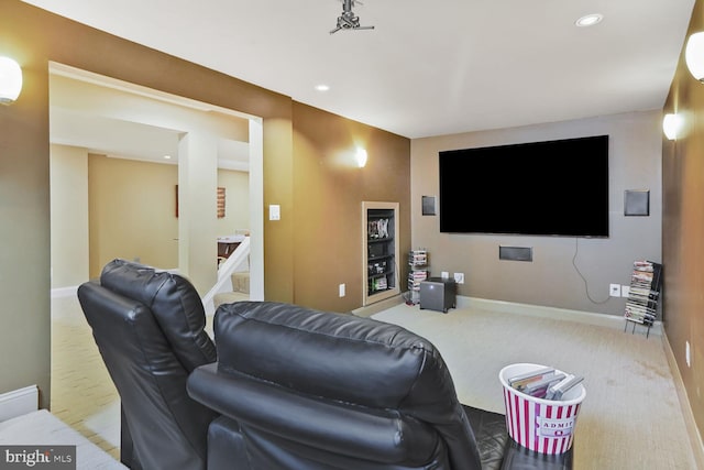 6034 Burnside Landing Dr, Burke, VA 22015 - home theater room with baseboards, carpet flooring, and recessed lighting