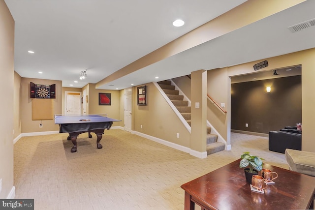 6034 Burnside Landing Dr, Burke, VA 22015 - playroom featuring recessed lighting, carpet, baseboards, and billiards