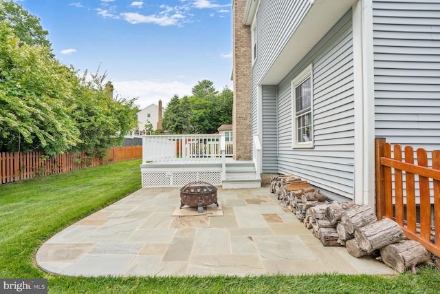 6034 Burnside Landing Dr, Burke, VA 22015 - view of patio / terrace with a fire pit and a deck