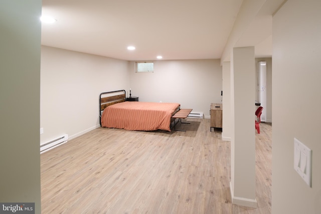 1581 W Branch Rd, State College, PA 16801 - bedroom with a baseboard heating unit, wood finished floors, recessed lighting, a baseboard radiator, and baseboards