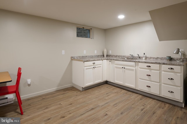 1581 W Branch Rd, State College, PA 16801 - kitchen with a sink, light wood-type flooring, white cabinetry, recessed lighting, and baseboards