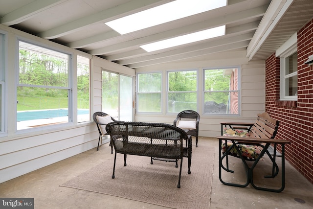 1581 W Branch Rd, State College, PA 16801 - sunroom with unfinished concrete floors and vaulted ceiling
