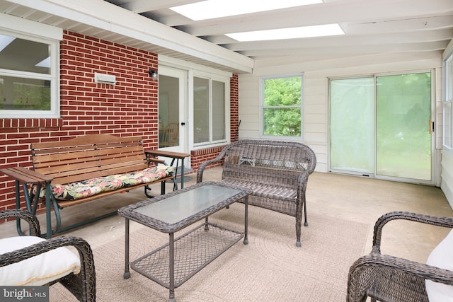 1581 W Branch Rd, State College, PA 16801 - sunroom with an outdoor living space, beamed ceiling, and a skylight