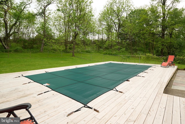 1581 W Branch Rd, State College, PA 16801 - view of swimming pool featuring a covered pool and a wooden deck