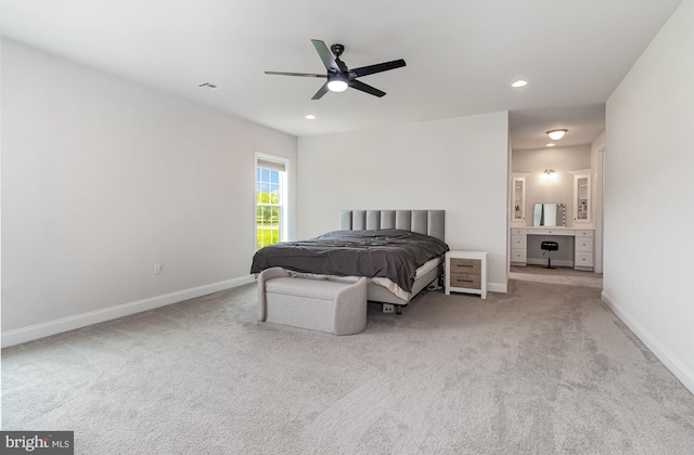 220 Moorefield St, Mechanicsburg, PA 17055 - bedroom featuring carpet, baseboards, recessed lighting, ceiling fan, and ensuite bath