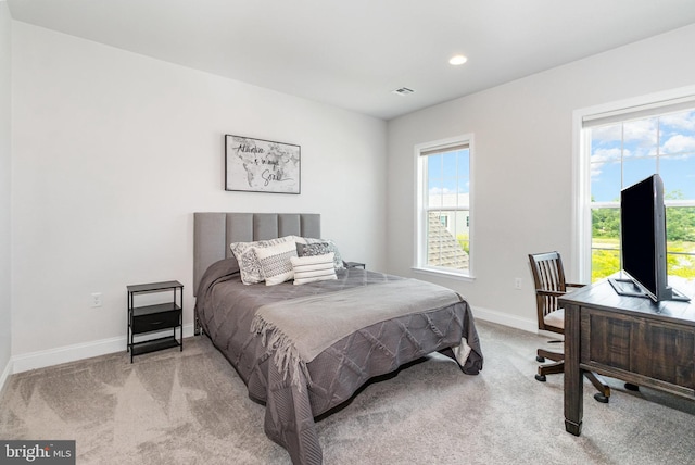220 Moorefield St, Mechanicsburg, PA 17055 - bedroom featuring baseboards, light colored carpet, multiple windows, recessed lighting, and a desk