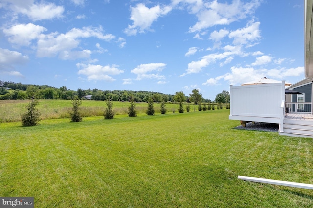 220 Moorefield St, Mechanicsburg, PA 17055 - view of grassy yard featuring a wooden deck and a view of rural / pastoral area