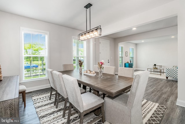 220 Moorefield St, Mechanicsburg, PA 17055 - dining space with dark wood-style flooring, healthy amount of natural light, baseboards, and recessed lighting