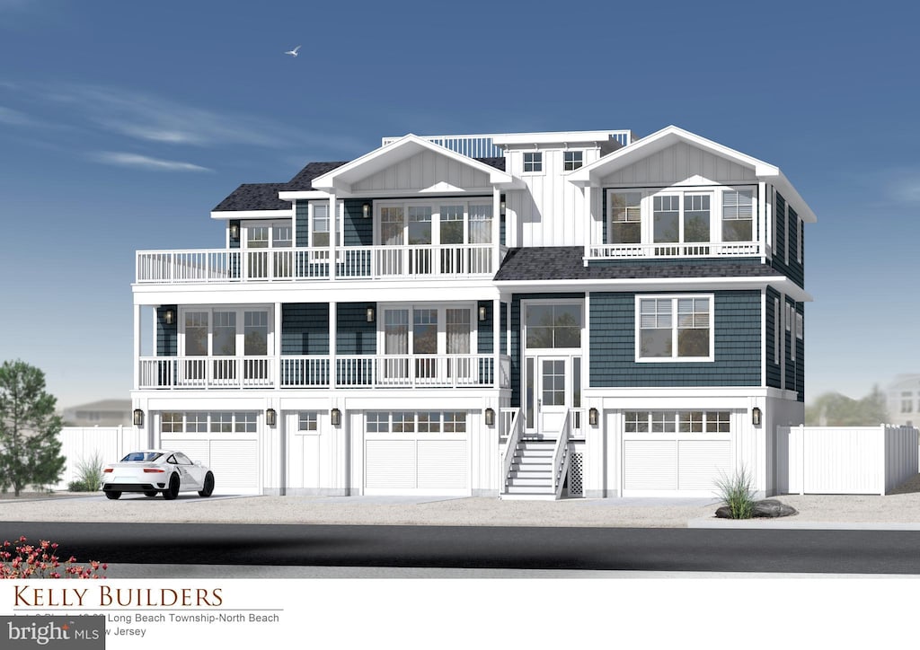 1082C Long Beach Blvd, Long Beach Township, NJ 08008 - view of front of property with a balcony, board and batten siding, and an attached garage