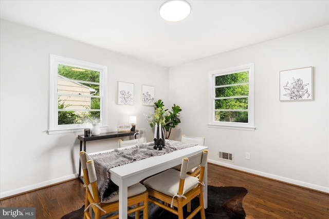 8511 Valleyfield Rd, Lutherville Timonium, MD 21093 - dining space with baseboards and dark wood-style floors