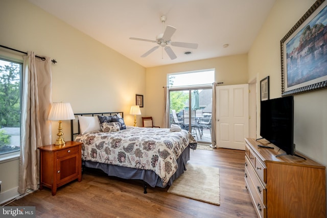 1278 Deep Creek Dr Unit B3, Mc Henry, MD 21541 - bedroom with access to exterior, wood finished floors, and ceiling fan