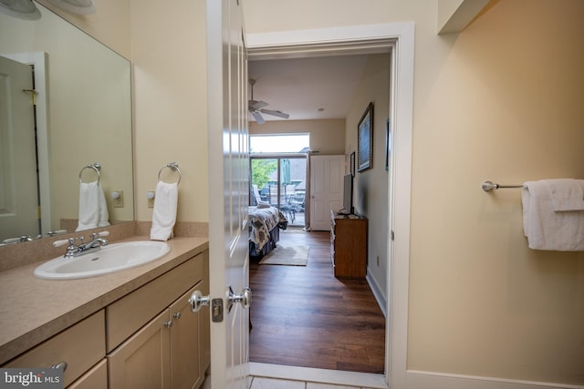 1278 Deep Creek Dr Unit B3, Mc Henry, MD 21541 - bathroom featuring vanity, ceiling fan, and wood finished floors