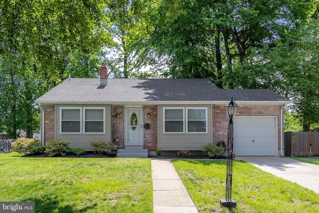 734 Shields, West Deptford, NJ 08096 - view of front of house with a garage, brick siding, a chimney, and concrete driveway