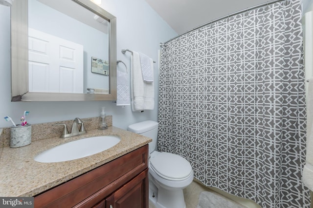 734 Shields, West Deptford, NJ 08096 - full bathroom with toilet, vanity, and a shower with shower curtain