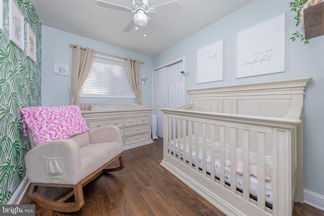 734 Shields, West Deptford, NJ 08096 - bedroom with a closet, wood finished floors, a ceiling fan, and a nursery area