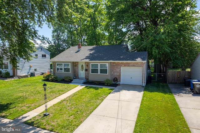 734 Shields, West Deptford, NJ 08096 - view of front of home featuring a garage, brick siding, driveway, roof with shingles, and a chimney
