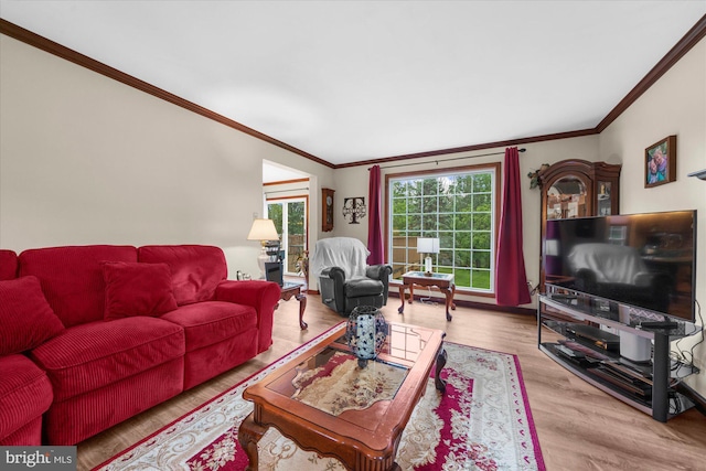 2332 Noel Cir, Pottstown, PA 19464 - living room with crown molding and wood finished floors