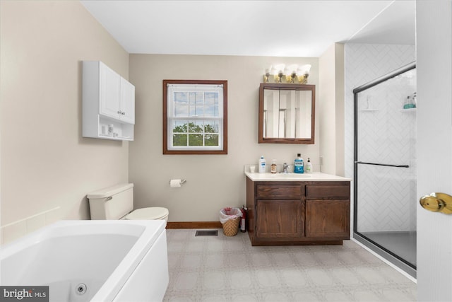 2332 Noel Cir, Pottstown, PA 19464 - full bathroom with vanity, toilet, a shower stall, baseboards, and a jetted tub