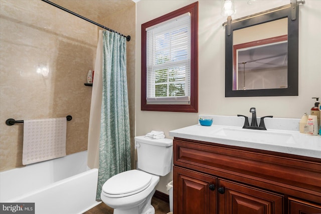2332 Noel Cir, Pottstown, PA 19464 - full bath featuring vanity, toilet, shower / tub combo with curtain, and wood finished floors
