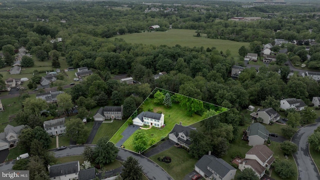 2332 Noel Cir, Pottstown, PA 19464 - aerial perspective of suburban area featuring property boundaries highlighted and a forest