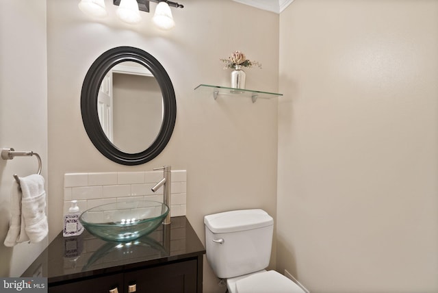 2455 Alsop Ct, Reston, VA 20191 - half bathroom with vanity, toilet, and crown molding
