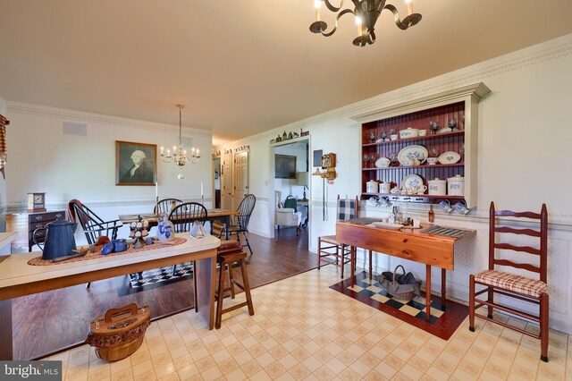 2 Kings Ct, Gordonville, PA 17529 - dining area featuring a chandelier, light flooring, and ornamental molding