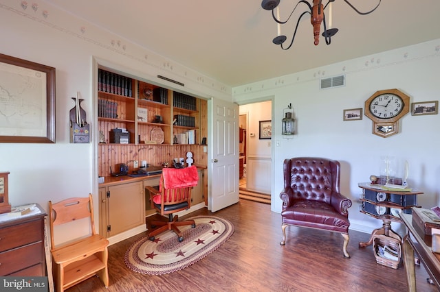 2 Kings Ct, Gordonville, PA 17529 - office area with wood finished floors, a chandelier, and built in desk