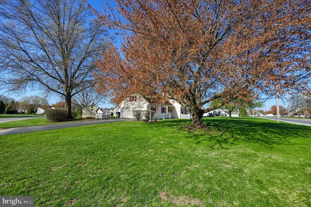 2 Kings Ct, Gordonville, PA 17529 - view of property hidden behind natural elements featuring asphalt driveway, a front yard, and a garage