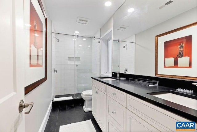 15 Trillium Close, Wintergreen Resort, VA 22967 - full bath featuring toilet, a shower stall, double vanity, recessed lighting, and baseboards