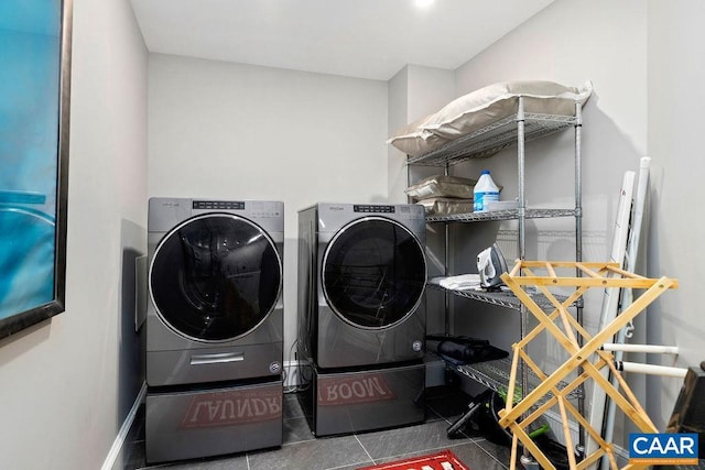 15 Trillium Close, Wintergreen Resort, VA 22967 - laundry room featuring washing machine and clothes dryer and tile patterned flooring