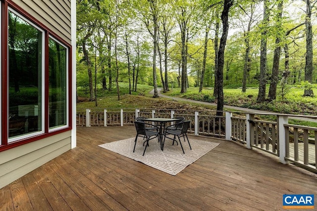 15 Trillium Close, Wintergreen Resort, VA 22967 - wooden terrace featuring outdoor dining space