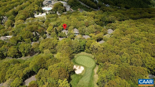 15 Trillium Close, Wintergreen Resort, VA 22967 - aerial view of property's location with a heavily wooded area and a golf course