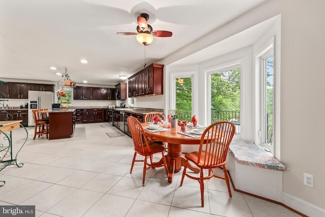 10200 Souza Ln, Manassas, VA 20111 - dining space featuring ceiling fan, light tile patterned floors, and recessed lighting