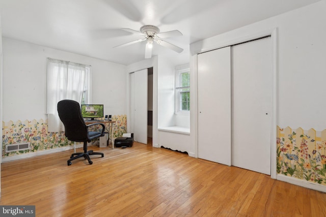 2029 Norhurst Way S, Baltimore, MD 21228 - office featuring light wood-style floors, a ceiling fan, and baseboards