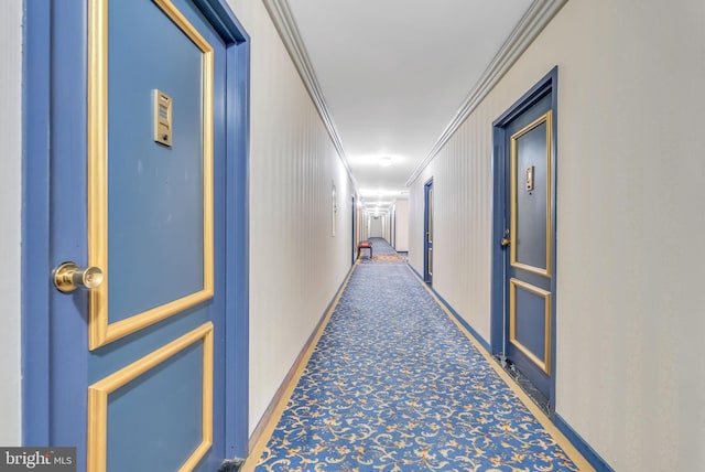 4201 Cathedral Ave NW Unit 918W, Washington, DC 20016 - corridor with crown molding, carpet floors, and baseboards