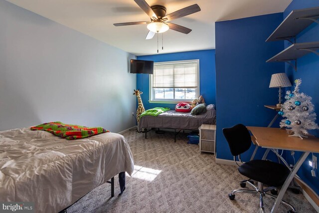 120 Jefferson Cir, Bellefonte, PA 16823 - bedroom with carpet, baseboards, and a ceiling fan