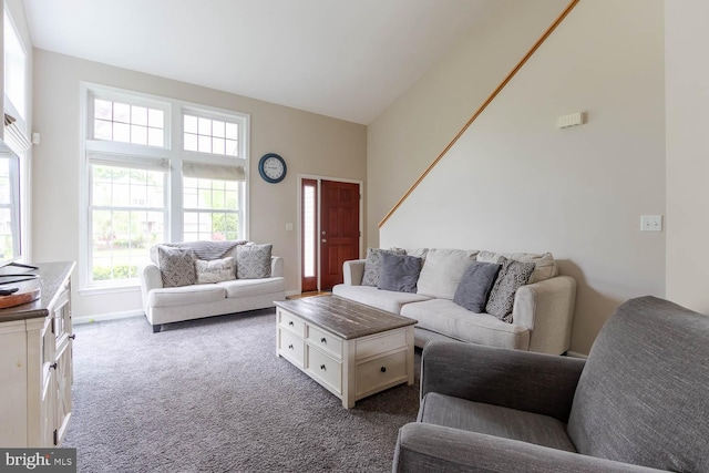 120 Jefferson Cir, Bellefonte, PA 16823 - living room featuring dark colored carpet and baseboards
