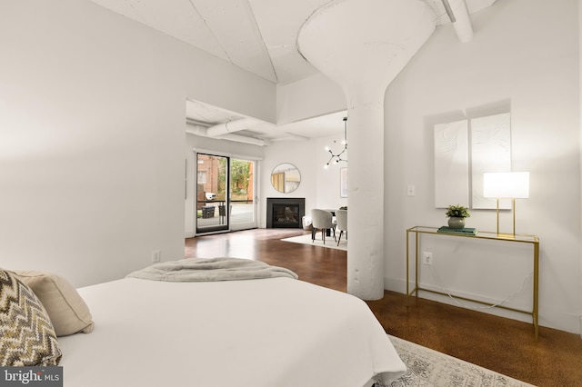 1700 Kalorama Rd NW Unit 206, Washington, DC 20009 - bedroom featuring access to outside and a glass covered fireplace
