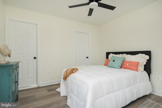 2836 Cameron Rd, Falls Church, VA 22042 - bedroom featuring wood finished floors, baseboards, and ceiling fan