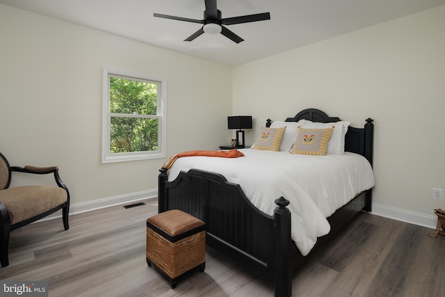 2836 Cameron Rd, Falls Church, VA 22042 - bedroom featuring baseboards, wood finished floors, and ceiling fan
