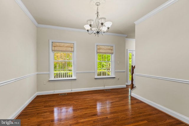 22 Berry Ln, Harpers Ferry, WV 25425 - unfurnished room featuring a chandelier, plenty of natural light, wood finished floors, and ornamental molding