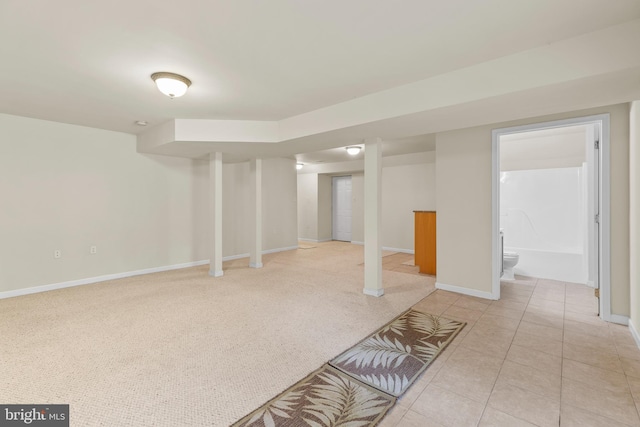 22 Berry Ln, Harpers Ferry, WV 25425 - finished basement with baseboards and light tile patterned floors